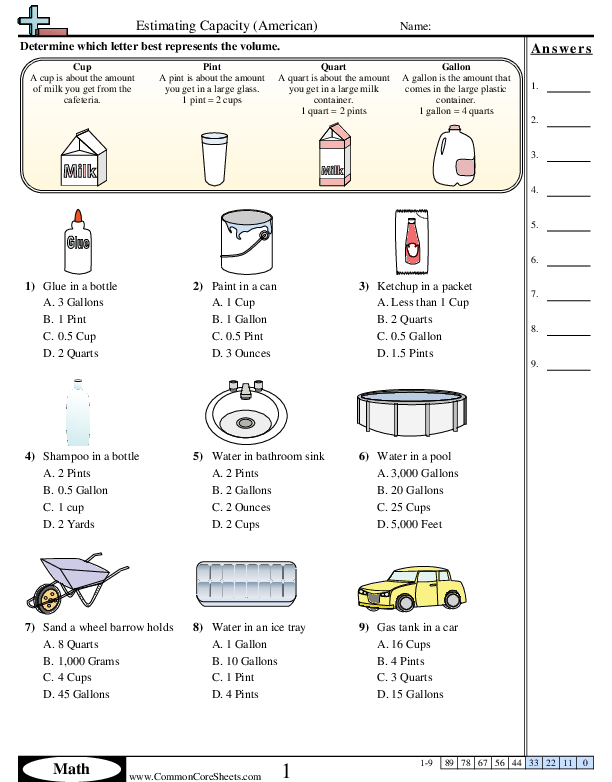 gallon worksheets
