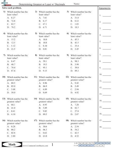 decimal worksheets free distance learning worksheets and more commoncoresheets