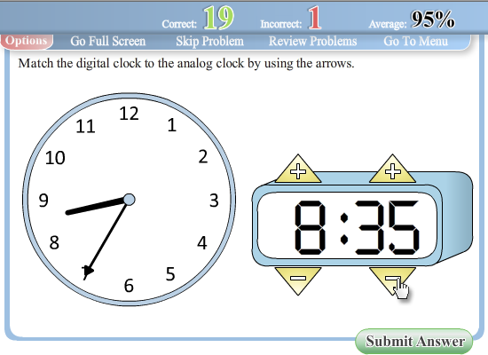 Interactive Worksheets - Reading an Analog Clock (5 minute increments)  worksheet