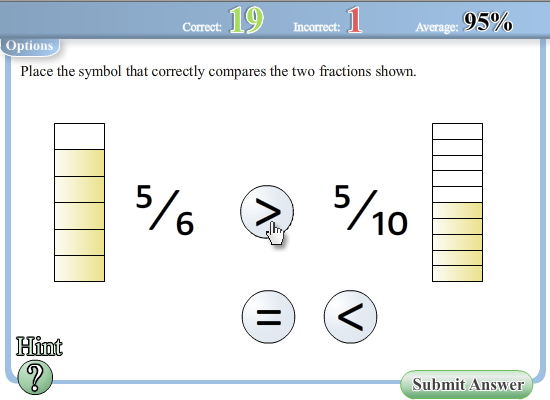 Interactive Worksheets - Comparing Fractions worksheet