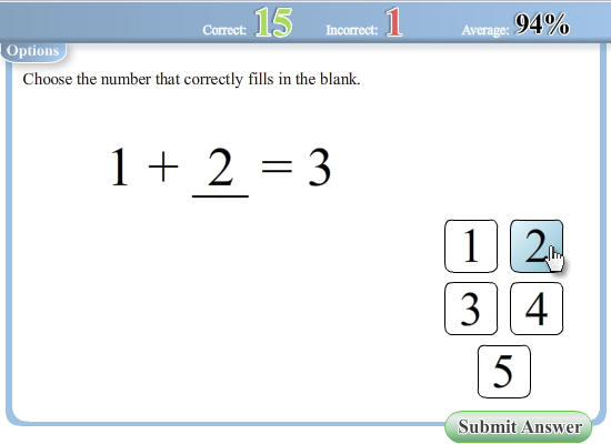 Interactive Worksheets - Adding Numerals within 5 worksheet
