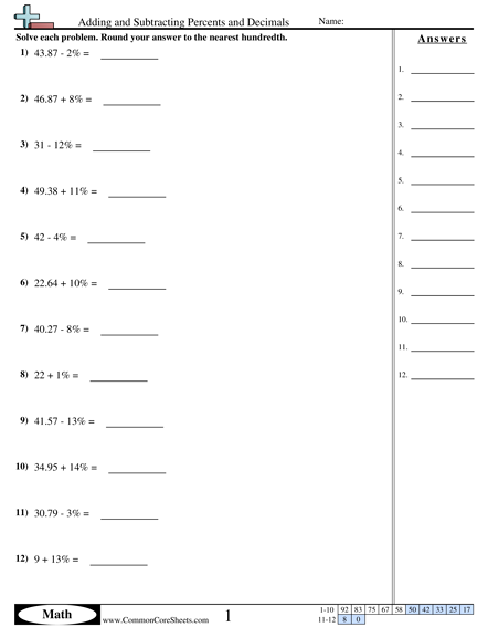 Percent Worksheets | Free - Distance Learning, worksheets and more ...