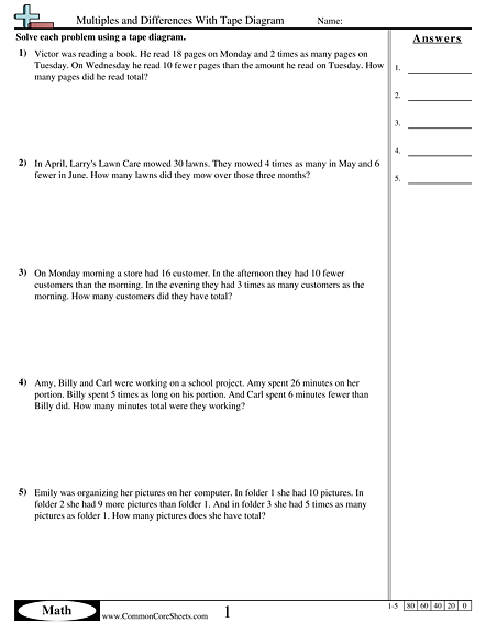 Tape Diagram Worksheets | Free - Distance Learning, worksheets and more ...