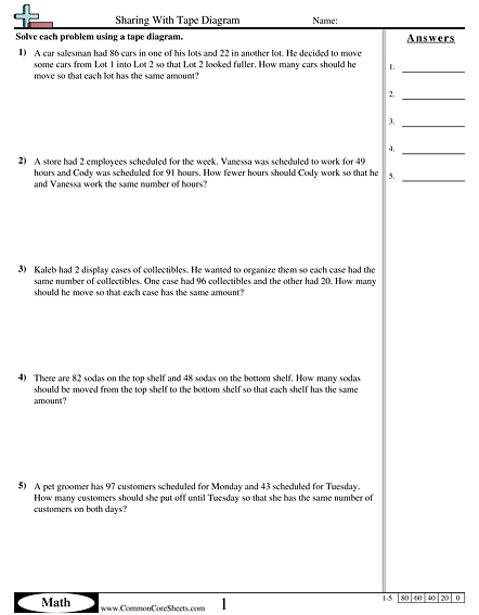 Tape Diagram Worksheets | Free - Distance Learning, worksheets and more ...