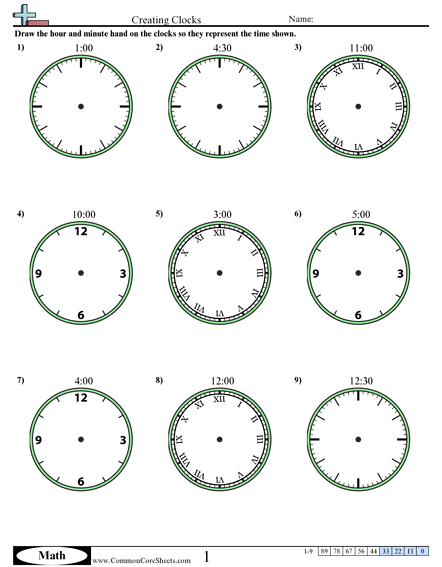 Creating Clocks (Half Hour Increments) Worksheet - Creating Clocks (Half Hour Increments) worksheet