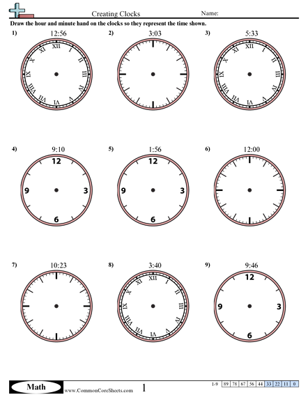 Creating Clocks (1 Minute Increments) Worksheet - Creating Clocks (1 Minute Increments) worksheet